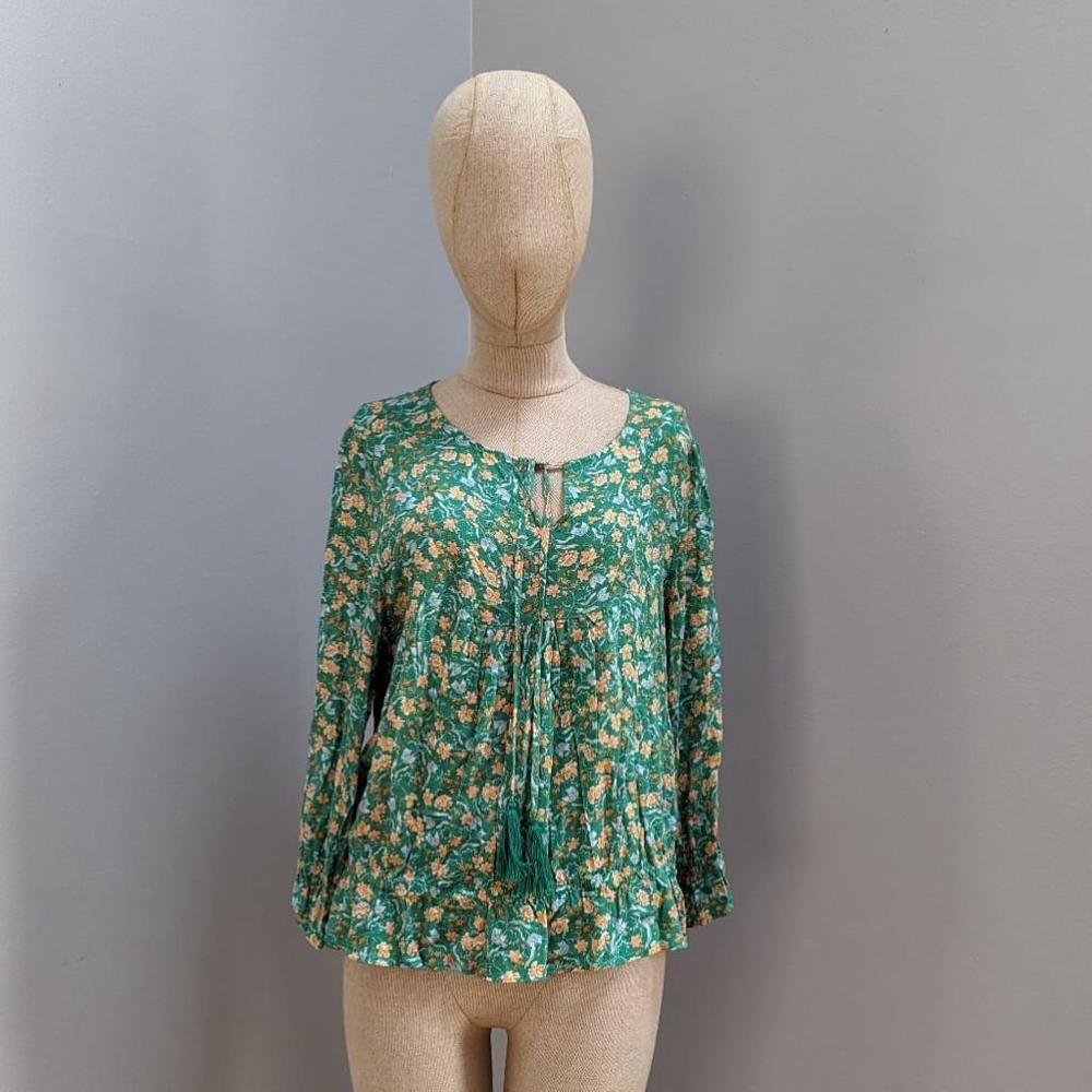 Rachel Zoe Green Floral Peasant Blouse - NEW